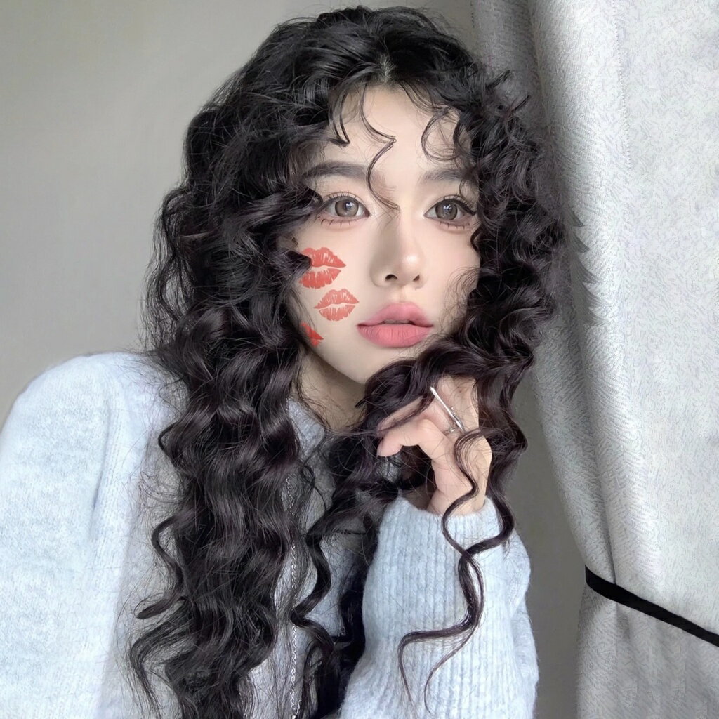 拉美卷假髮女全頭套羊毛卷鉤針辮歐美模擬發蓬鬆長髮自然無痕透氣