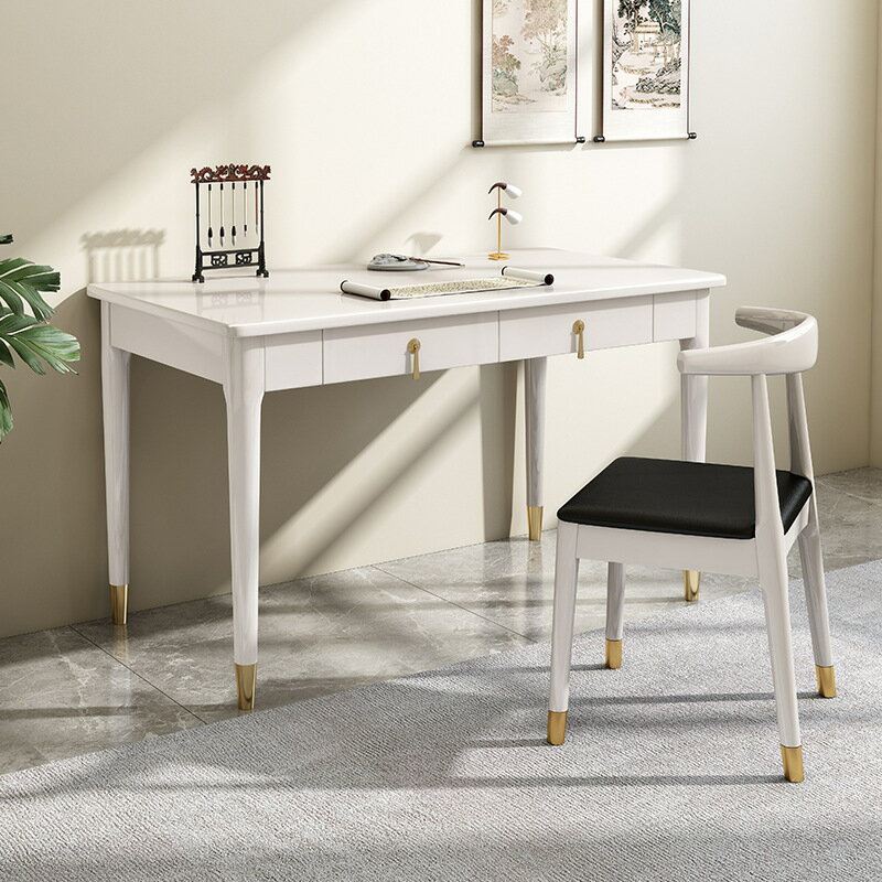 新中式實木書桌現代簡約家用學習桌職員辦公桌臥室輕奢寫字桌