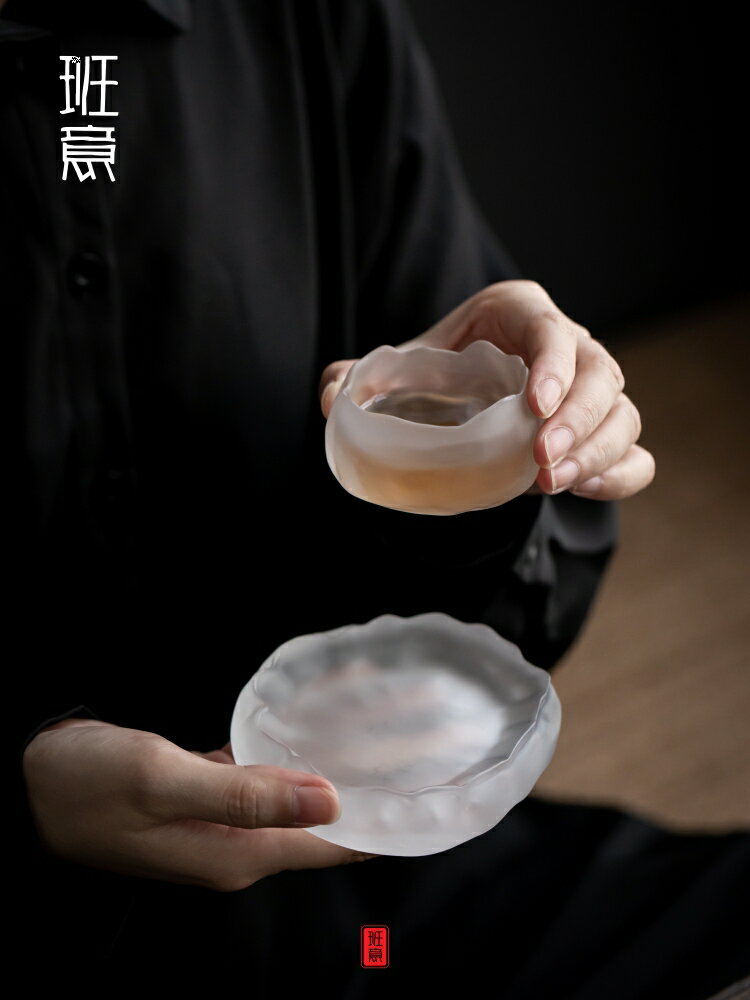 班意琉璃品茗杯單杯日式迷你個人小茶杯功夫茶茶具單個小號玻璃杯