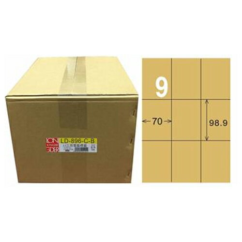 【龍德】A4三用電腦標籤 98.9x70mm 牛皮紙 1000入 / 箱 LD-896-C-B