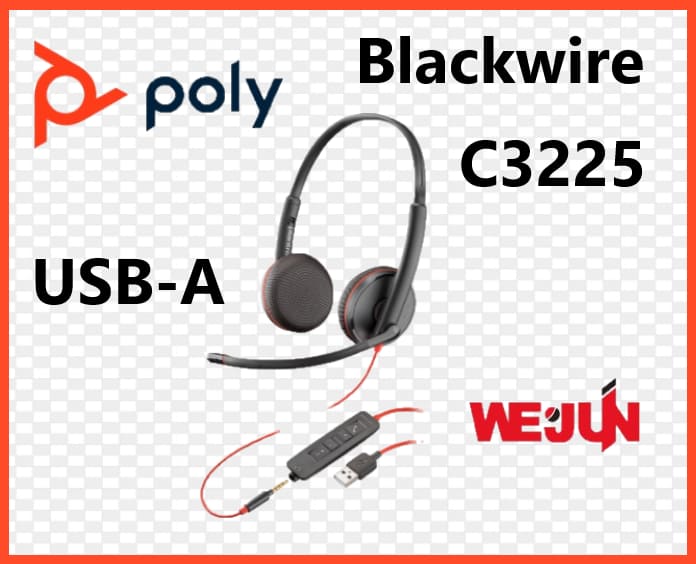 Plantronics Blackwire C3225 雙耳頭戴UC耳機,USB Type-A/3.5mm (請先