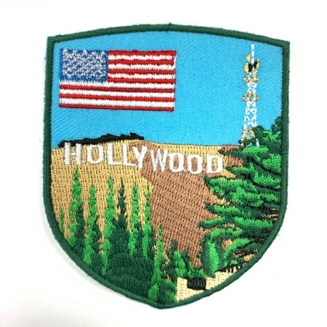 美國 好萊塢 USA HOLLYWOOD 補丁臂章燙 刺繡燙布貼 DIY衣飾立體繡貼