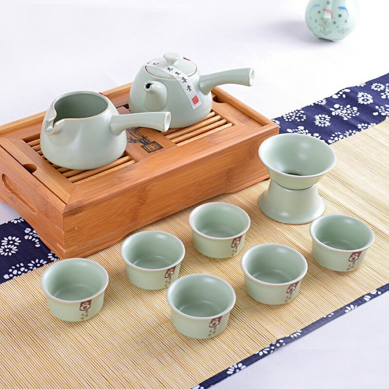 日式家具 陶瓷功夫茶具套裝茶壺茶杯家用簡約10件裝中式泡茶杯茶藝青花茶具日本 全館免運