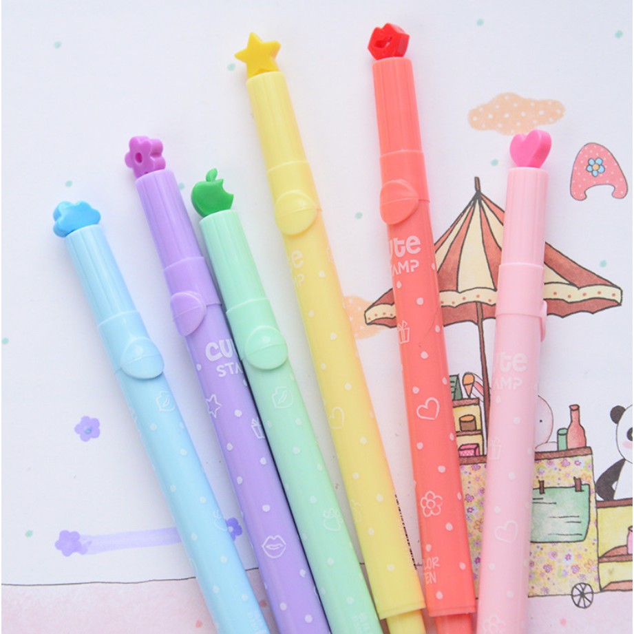 【印章筆】12色 糖果色螢光筆 圖案印章筆 水彩記號筆 印章 彩色筆 造型筆 3 【印章筆】12色 糖果色螢光筆 圖案印章筆 水彩記號筆 印章 彩色筆 造型筆 3