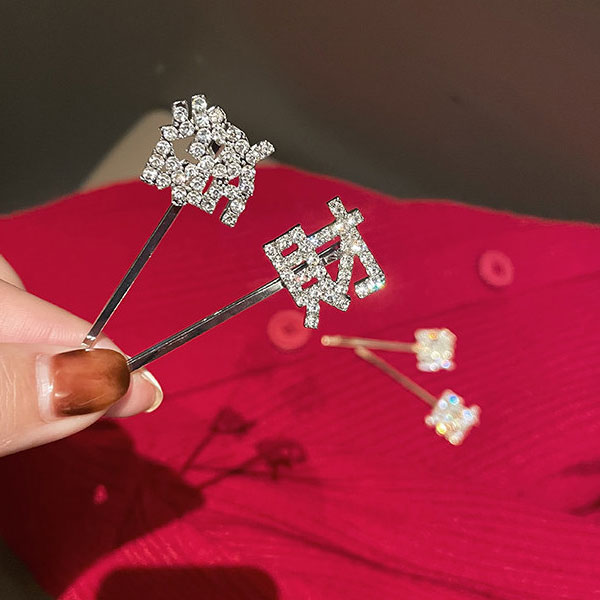 ANNAS 發財髮夾水鑽閃亮 過年新年喜氣應景中國風金屬 3