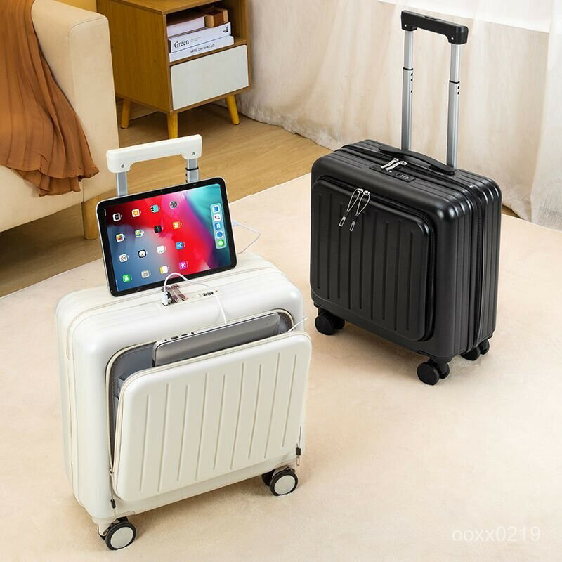 高顔值前開口行李箱男小型16寸可登機 20寸免託運高級感拉桿箱女出差旅行