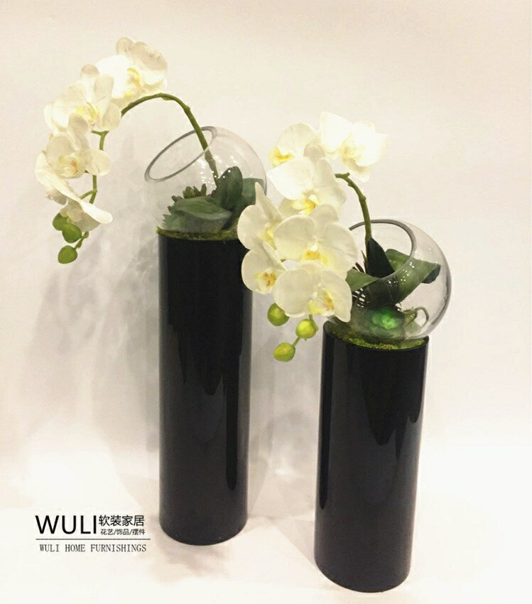 WULI FLOWER*高檔蝴蝶蘭仿真花藝套裝 現代簡約家居花藝飾品擺件
