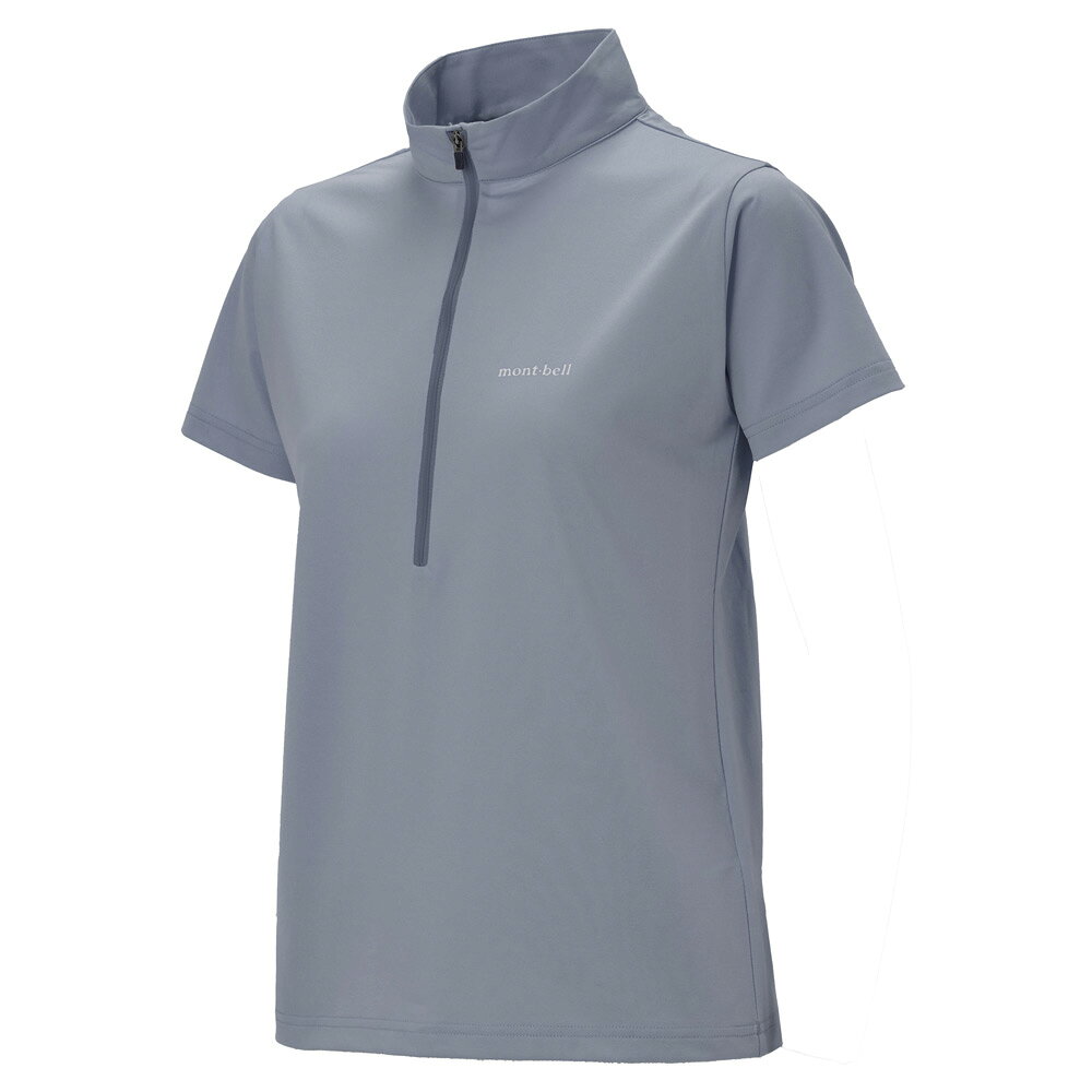 ├登山樂┤日本 mont-bell WIC. UV-Tect S/S Zip Shirt 女 # 1114935GY 灰