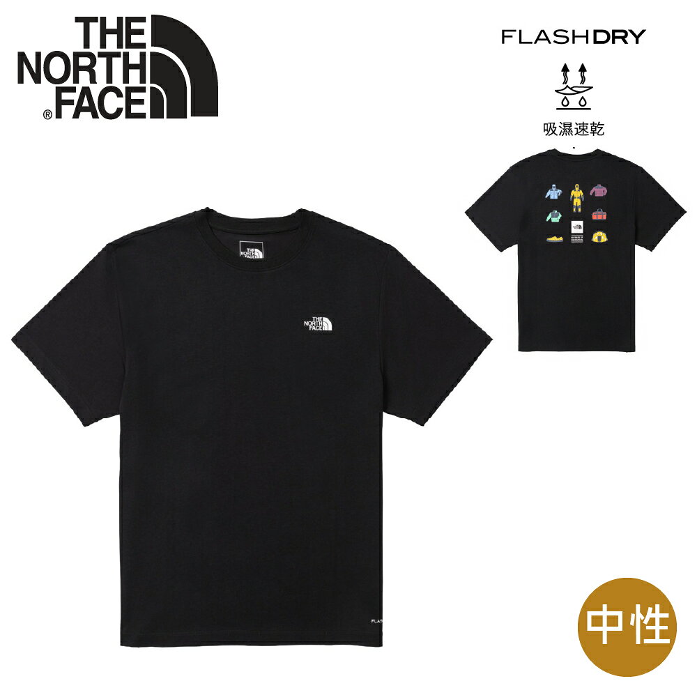 【The North Face 美國 中性 (60週年裝備)排汗快乾短T AP《黑》】8GVU/吸濕排汗/圓領/運動上衣