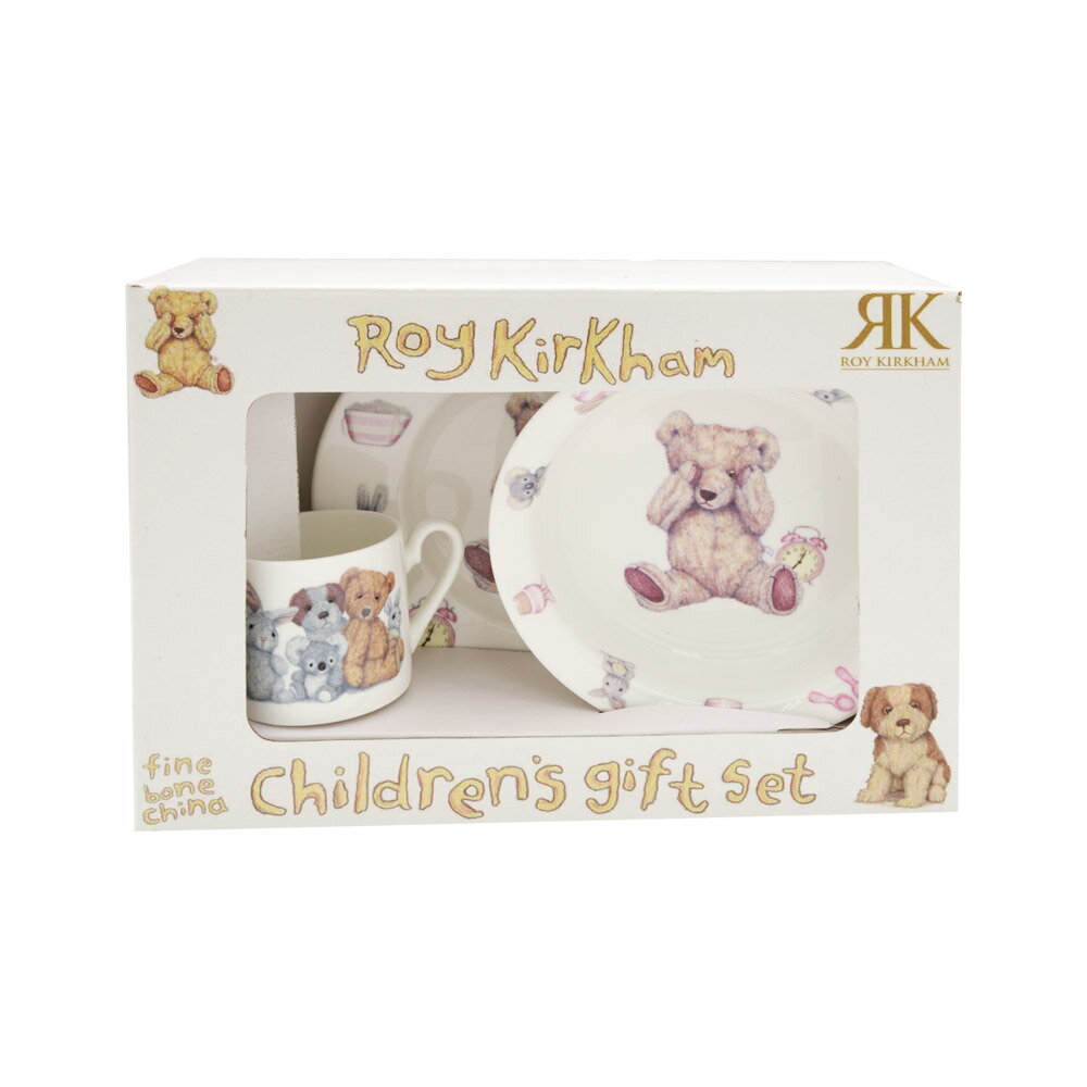 英國Roy Kirkham 泰迪寶寶三件餐具禮盒組(共兩色可選)