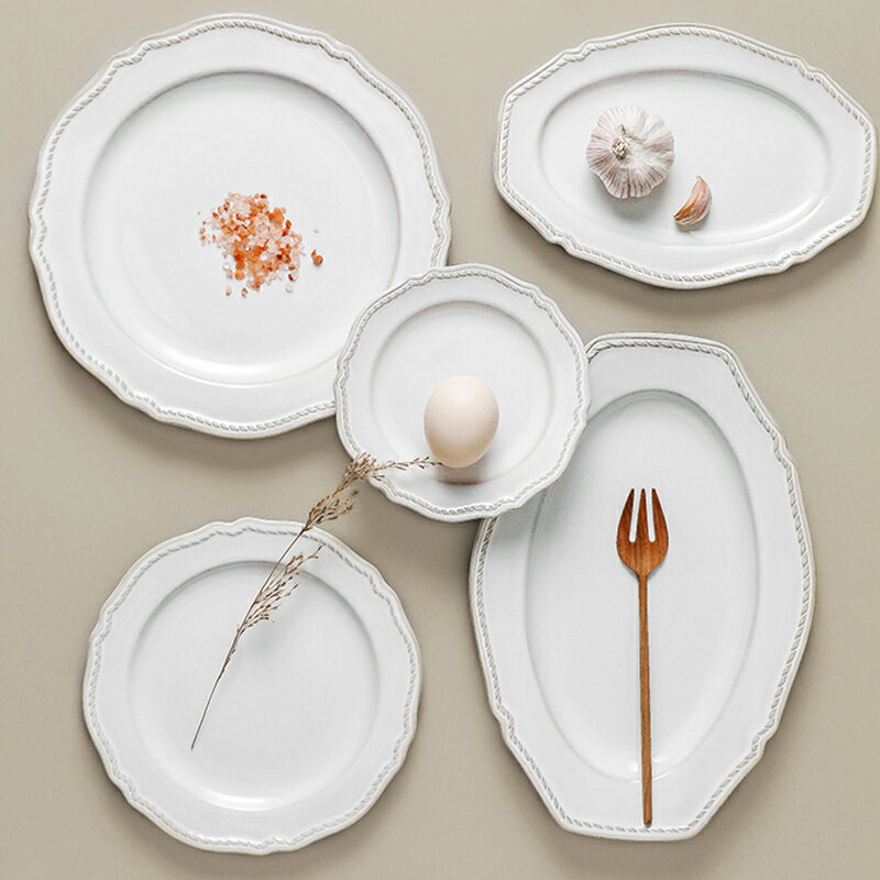 西餐盤子高級感家用陶瓷法式復古平盤牛排餐盤蒸魚盤淺盤餐具