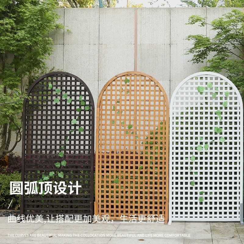 {台灣公司 可開發票 快速出貨}  防腐木網格花園圍欄白色柵欄戶外爬藤架實木籬笆隔斷庭院裝飾護欄 3