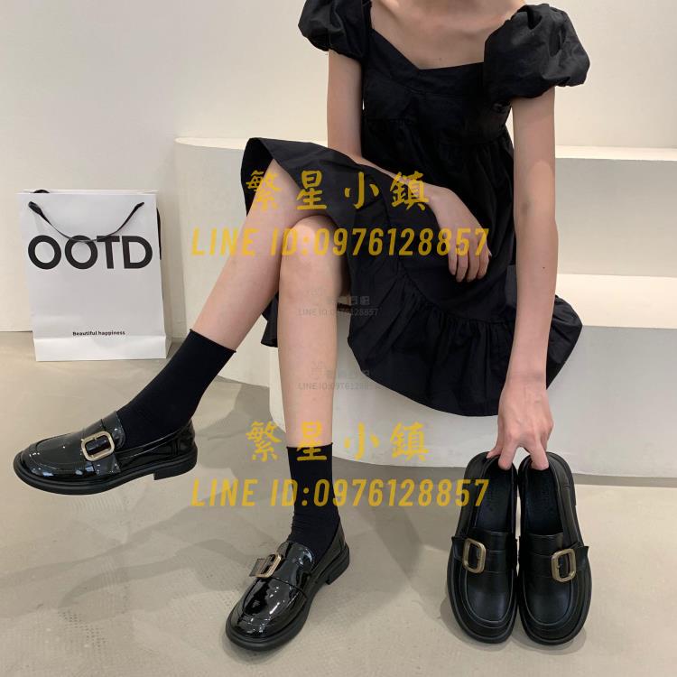 英倫風小皮鞋法式復古厚底鞋低跟樂福鞋春秋單鞋穆勒鞋女【繁星小鎮】