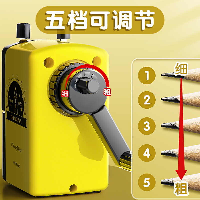 自動轉筆刀 削筆刀 鉛筆削筆器 中華卷筆刀大口徑粗三角鉛筆削筆刀手搖轉筆刀小學生專用大三角削鉛筆機洞洞筆粗桿鉛筆刀手動削筆器刨筆機【MJ24887】