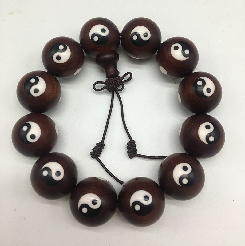 六道木道教流珠49顆混元念珠陰陽太極八卦手串手鏈陰陽魚男女飾品 4