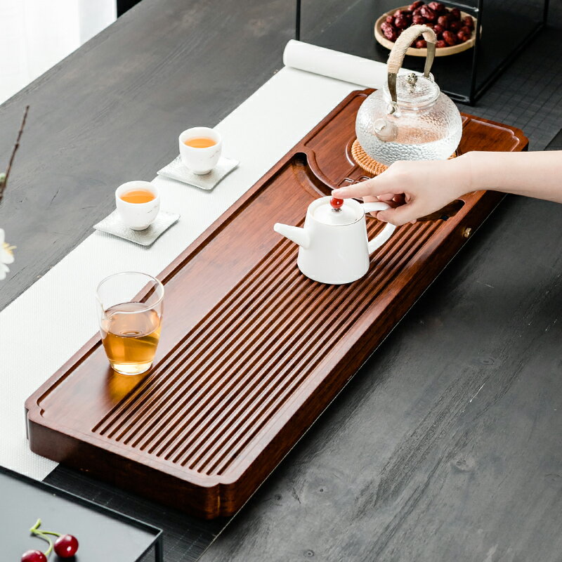 晟窯竹制茶盤簡約日式家用茶臺排水大號茶海功夫茶具套裝客廳托盤