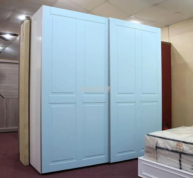【歐風別館】羅馬新古典七尺藍白色烤漆懸吊式衣櫃【基隆至台中免運費】