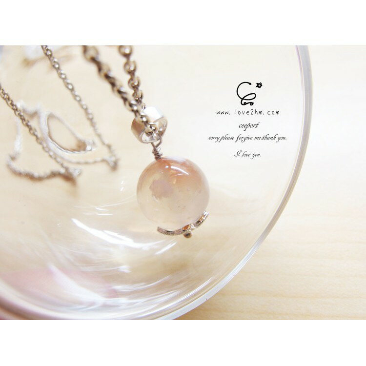 櫻/櫻花瑪瑙(馬達加斯加)/瑪瑙鍊墜/粉嫩色澤/925純銀/ [晶晶工坊-love2hm]