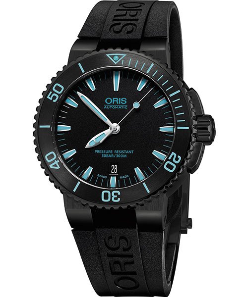 ORIS 豪利時 Aquis 時間之海系列潛水機械腕錶 0173376534725-0742634BEB 黑 藍 43mm