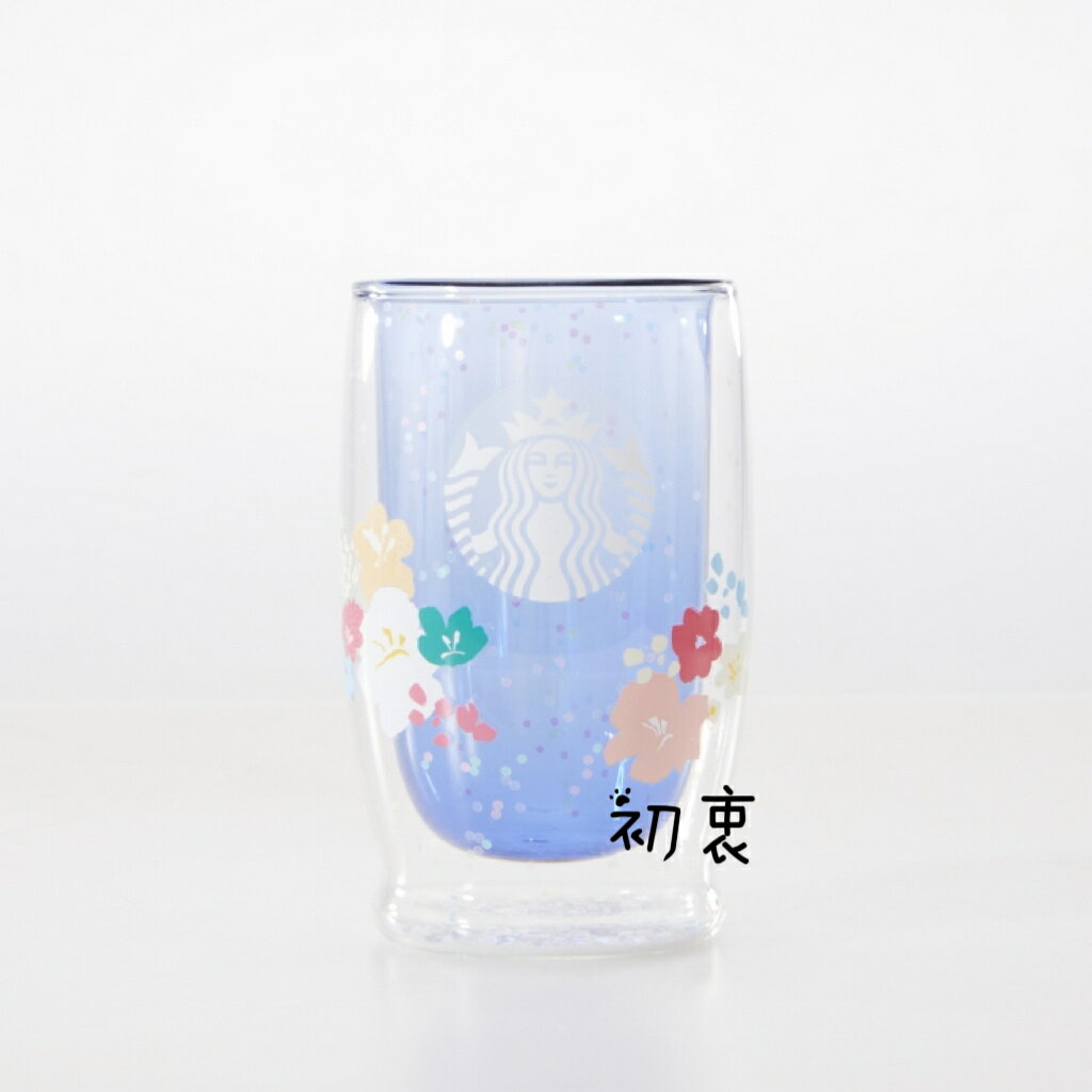 預購商品星巴克海外限定杯子清新花香款雙層玻璃杯(355ml)桌面喝水杯