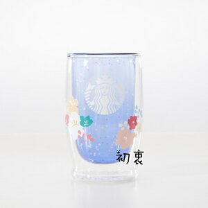 預購商品星巴克海外限定杯子清新花香款雙層玻璃杯(355ml)桌面喝水杯