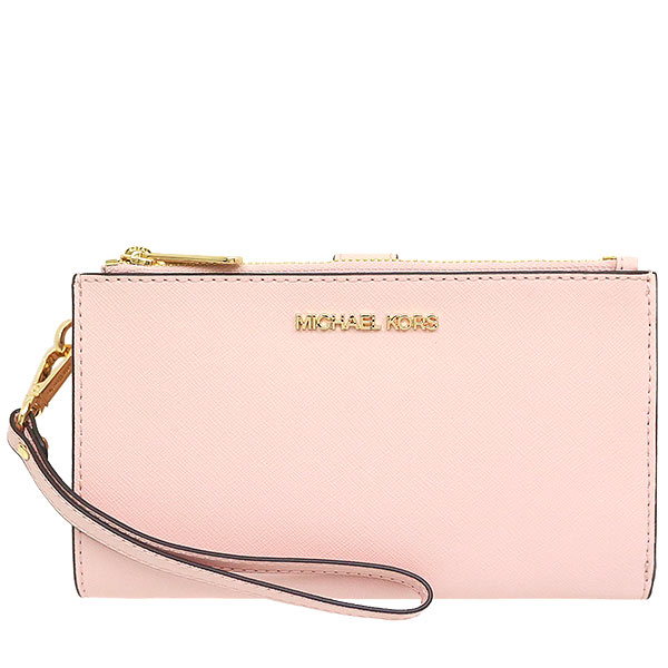 MICHAEL KORS 手機包 長夾 十字紋防刮真皮皮革 長夾 手機包 皮夾 手拿包 M95938 淡粉色MK(現貨)▶指定Outlet商品5折起☆現貨【送禮首選★APP下單點數4倍送】
