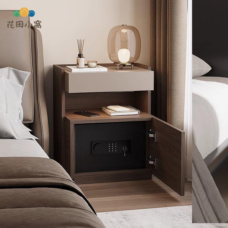 實木 智能床頭櫃 家用保險箱臥室一體儲物櫃 現代 收納保險櫃 床邊櫃 [PP0510024]