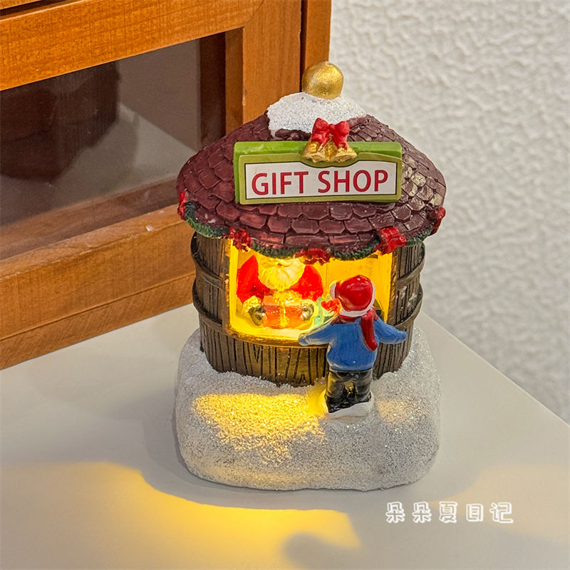 圣誕節樹脂發光房子小夜燈老人雪人圣誕創意可愛禮物桌面擺件裝飾【北歐居家生活】 0