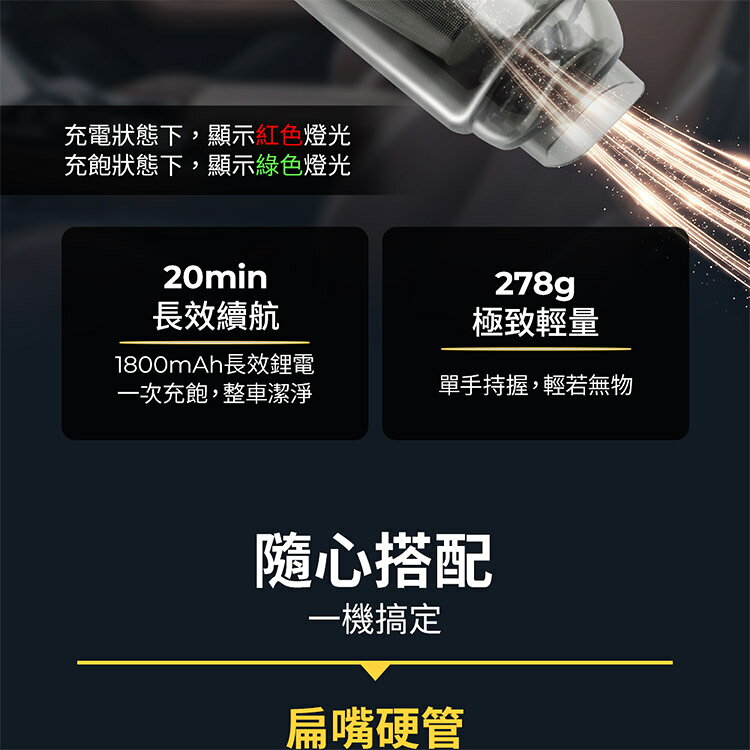 【安伯特】小速吸無線吸塵器(國家認證 一年保固)車用吸塵器 迷你 桌上型 車家兩用 HEPA金屬濾網可水洗 6