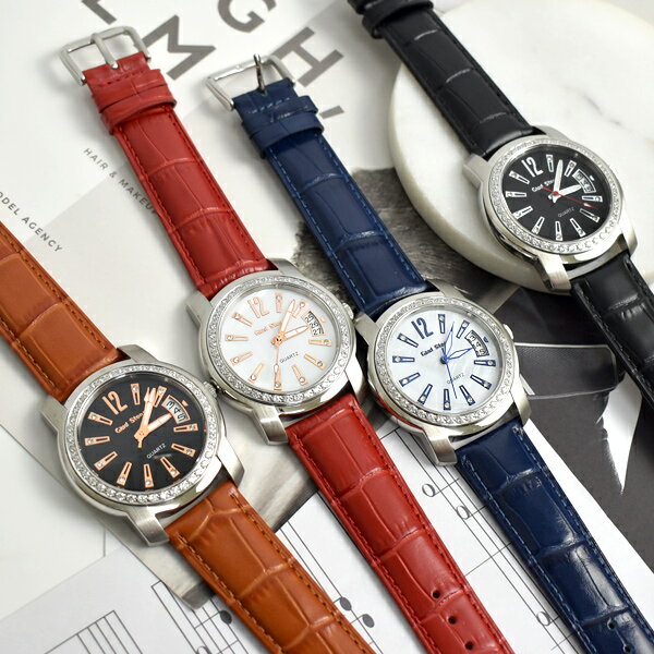 手錶 數字12水鑽外框皮革手錶【NE2098】