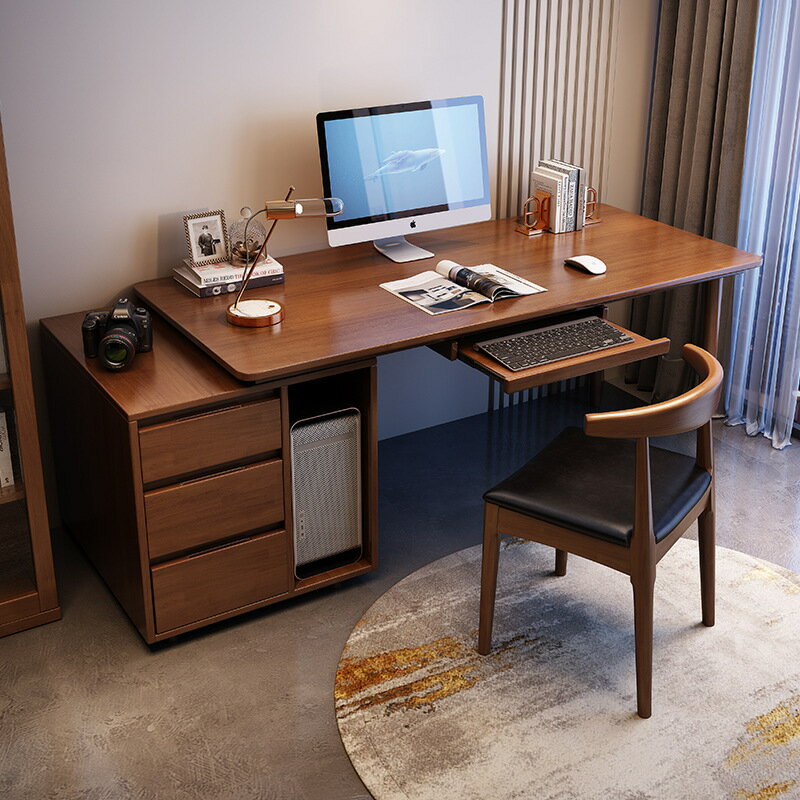 北歐實木書桌臺式電腦桌辦公一體桌家用臥室學生寫字