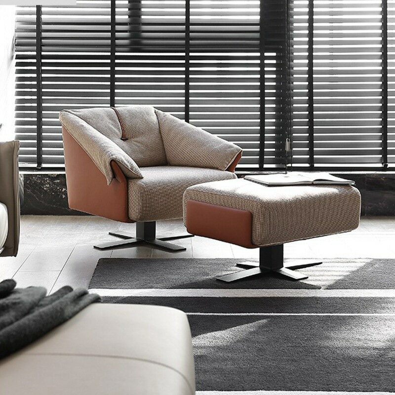 沙發椅 輕奢設計師單人椅子意式現代極簡約風格休閑椅商務接待洽談沙發椅