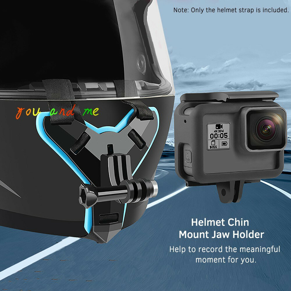適用運動相機gopro頭盔支架摩托車下巴支架手機拍攝設備騎行配件
