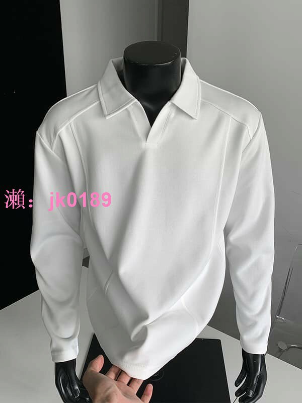 cleanfit正肩拼接V領polo山衛壹男秋季高級感休閑長袖內搭打