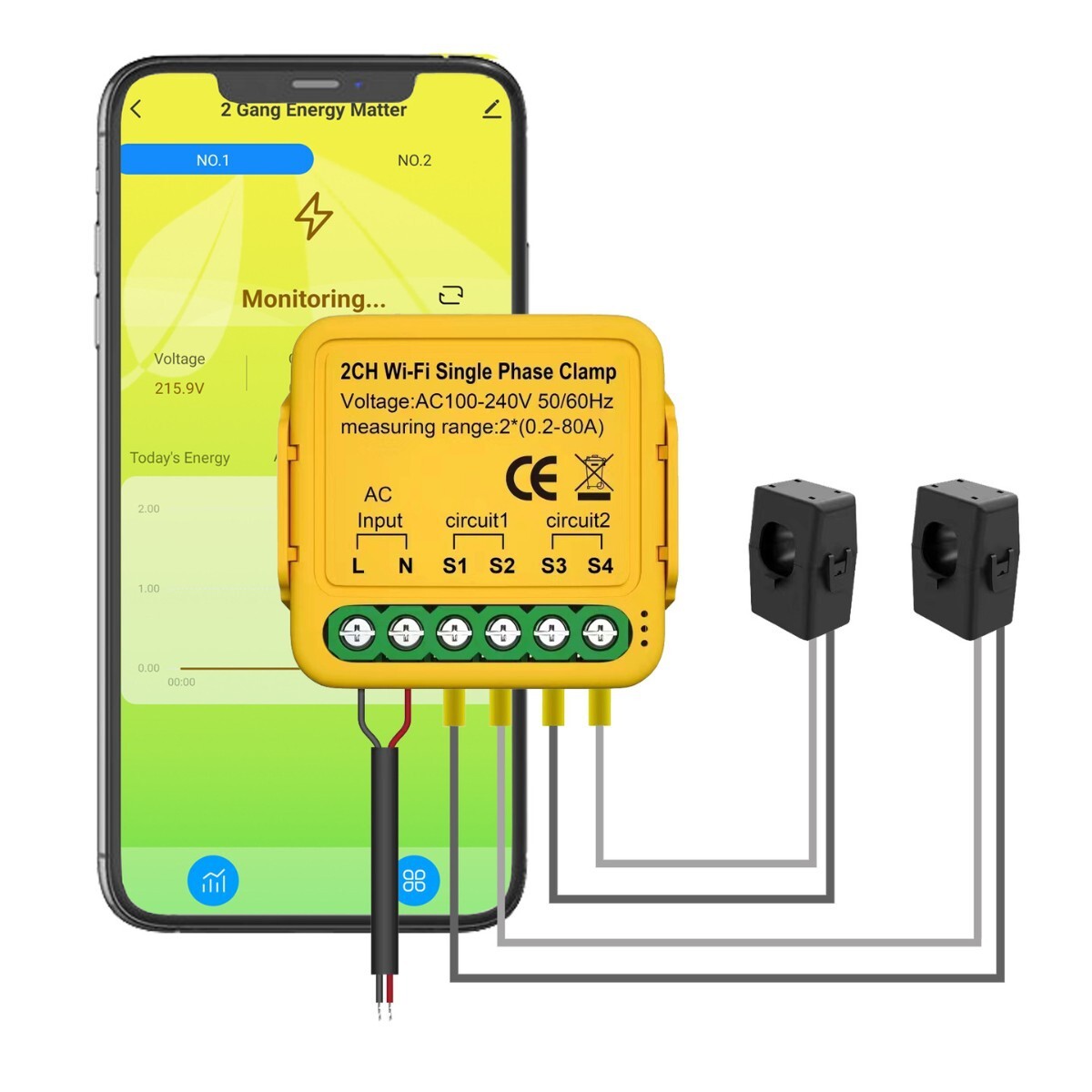 【省電監控】塗鴉智慧電流互感器夾 功耗監視 器 家庭用電量統計 80A 管理神器