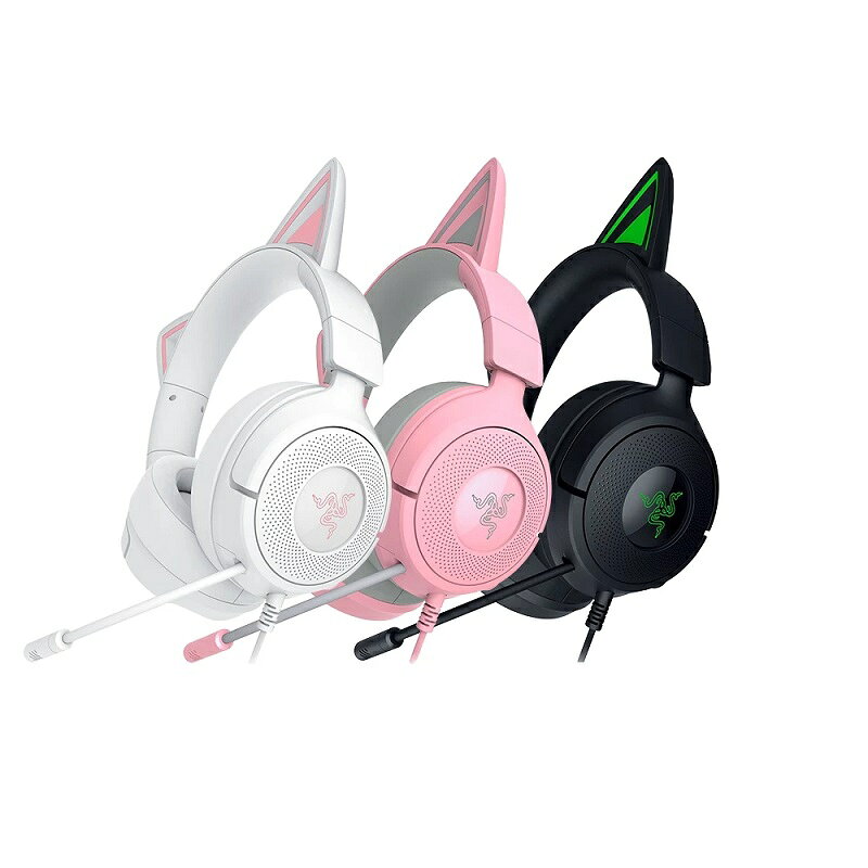 Razer 雷蛇 北海巨妖 Kitty V3X 電競有線耳機麥克風 粉晶/黑/白