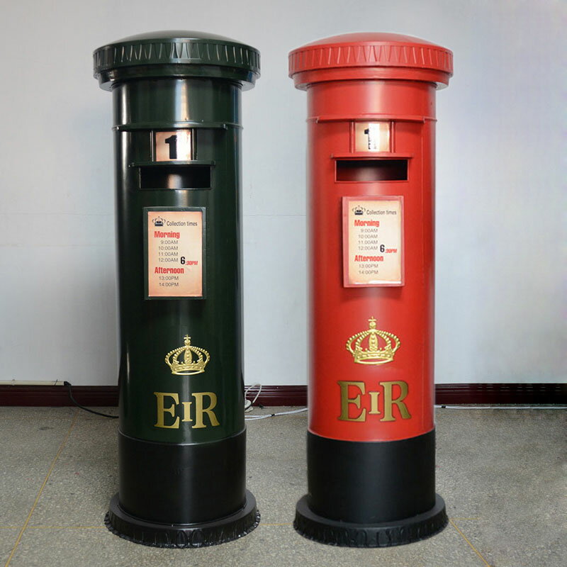 特大號英倫復古郵筒模型攝影道具家居軟裝飾擺件鐵皮郵政信箱擺設