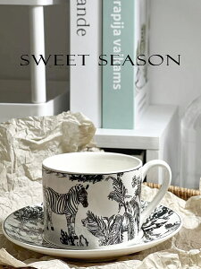 【送禮優選】sweet season復古斑馬咖啡杯碟套裝對杯禮盒裝小眾高級禮物杯子