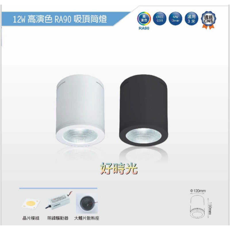 好時光～舞光 LED 12W高演色 RA90 吸頂筒燈 筒燈 CREE COB晶片 全電壓 適用於商業空間 百貨商場