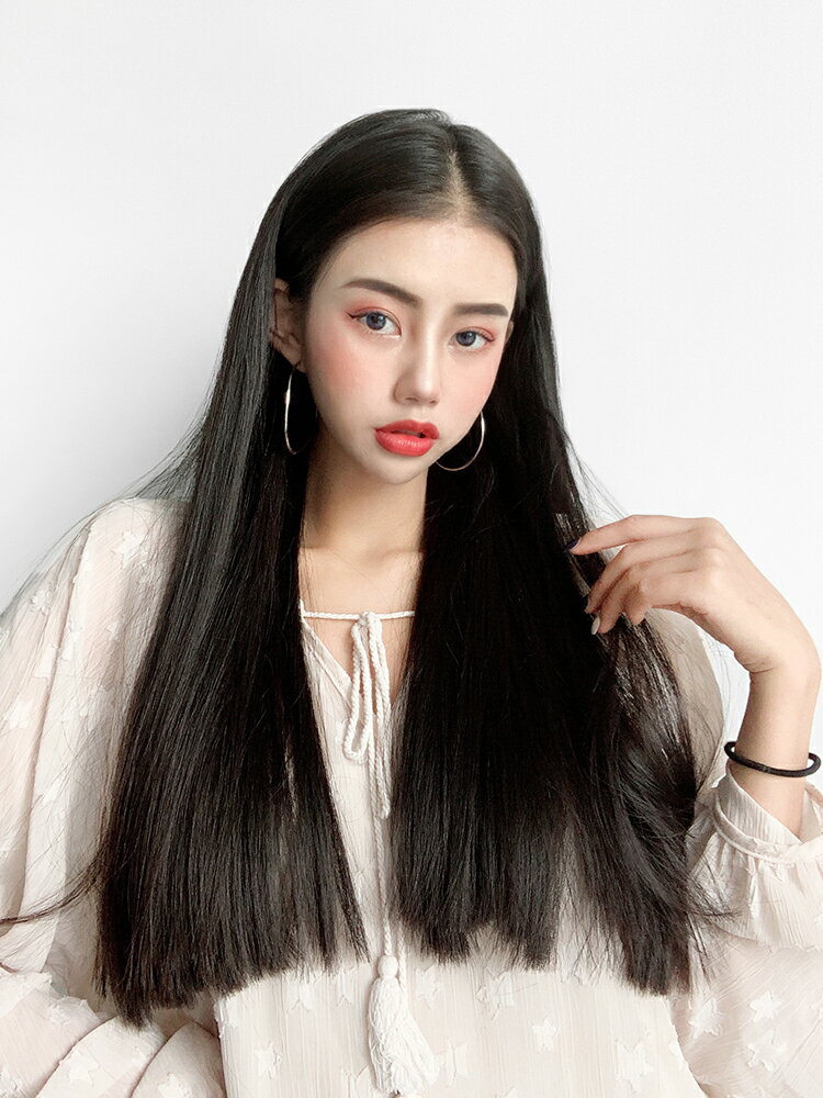 假髮套 假發女U型半頭套一片式接發片 黑長直中長發自然無痕模擬隱形貼片 交換禮物