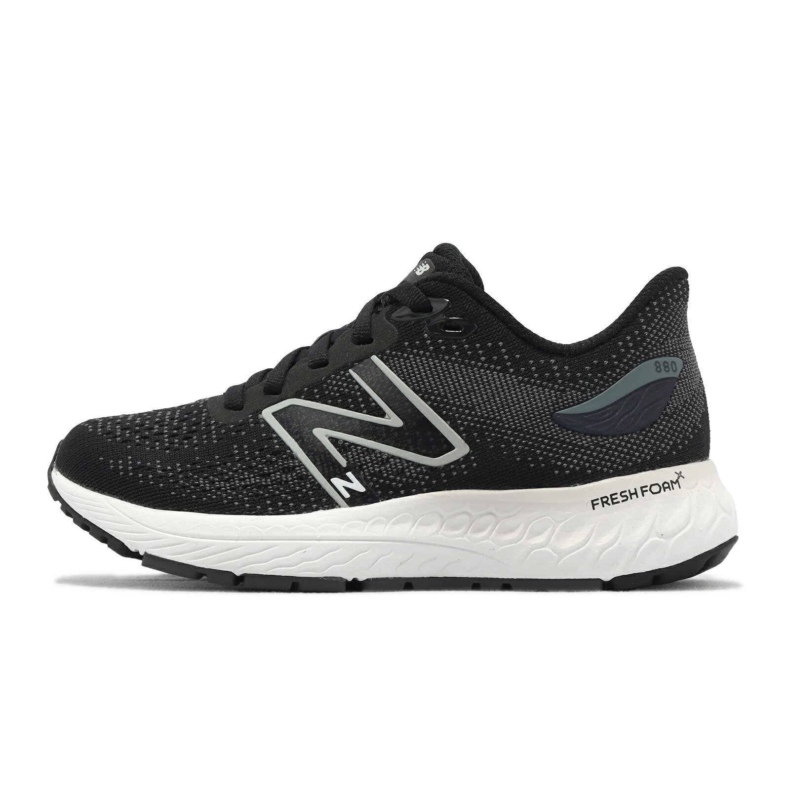 New Balance NB 童鞋 Fresh Foam X 880 V12 寬楦 中童 黑 白 緩衝 魔鬼氈 運動鞋 NB PP880B12-W