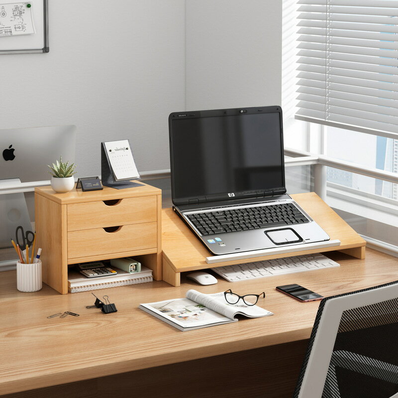 桌麵辦公收納置物架桌上桌筆記本颱式電腦顯示器增高架書桌上書架