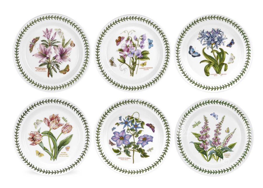 英國 Portmeirion-Botanic Garden 25CM六件組盤子 經典植物園系列 (10吋)