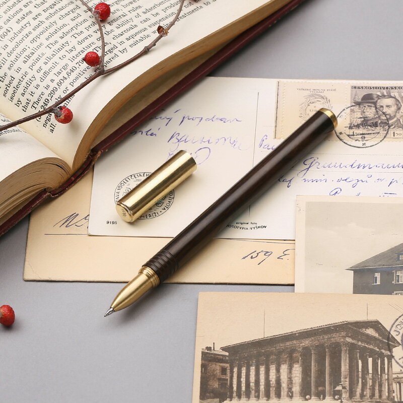 金屬檀木質中性筆 黃銅木制筆桿 商務男士高檔簽字筆定制刻字