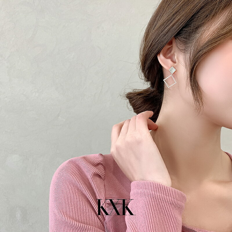 設計感鑲鉆珍珠耳環法式高級感氣質高級大氣耳飾新款潮耳釘