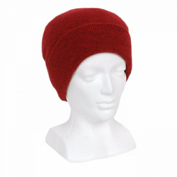 深紅色紐西蘭貂毛羊毛帽雙層保暖帽登山帽男女