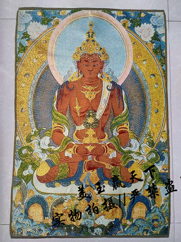 精美藏傳西藏佛像 唐卡畫像 織錦畫絲綢繡 無量佛長壽佛唐卡刺繡