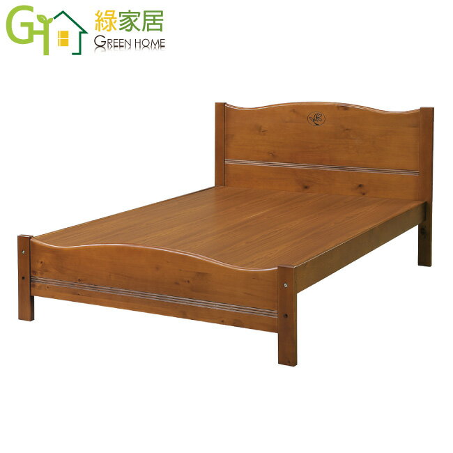 【綠家居】嘉柏 現代6尺雙人加大實木床台組合(不含床墊)