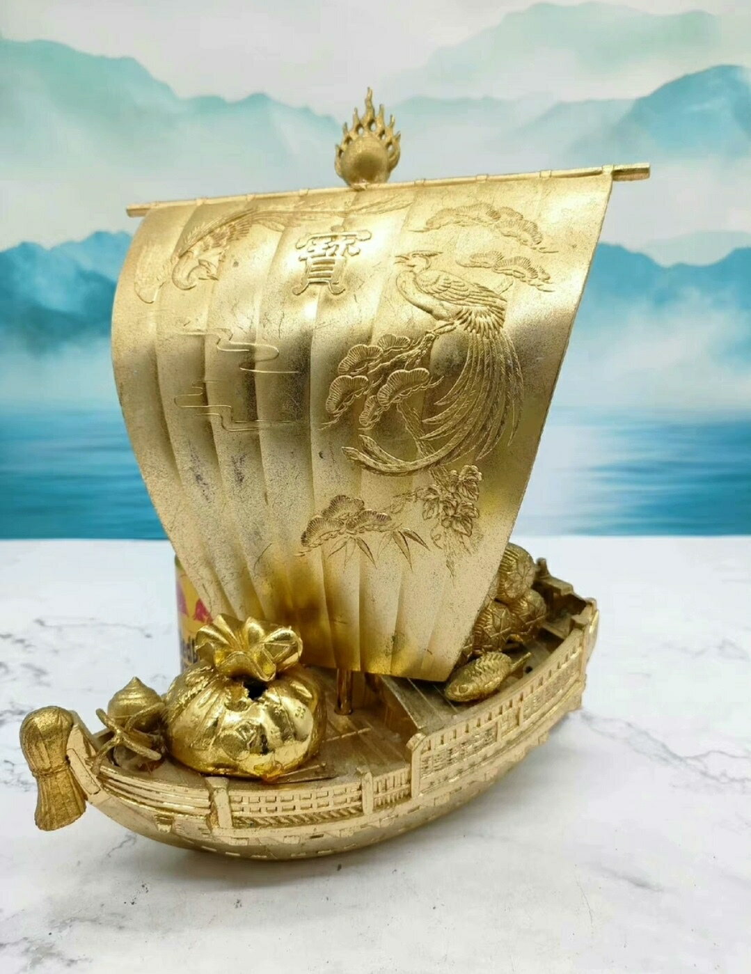 西洋收藏擺飾日本回流一帆風順 擺飾合金鍍金材質 非常重 但有
