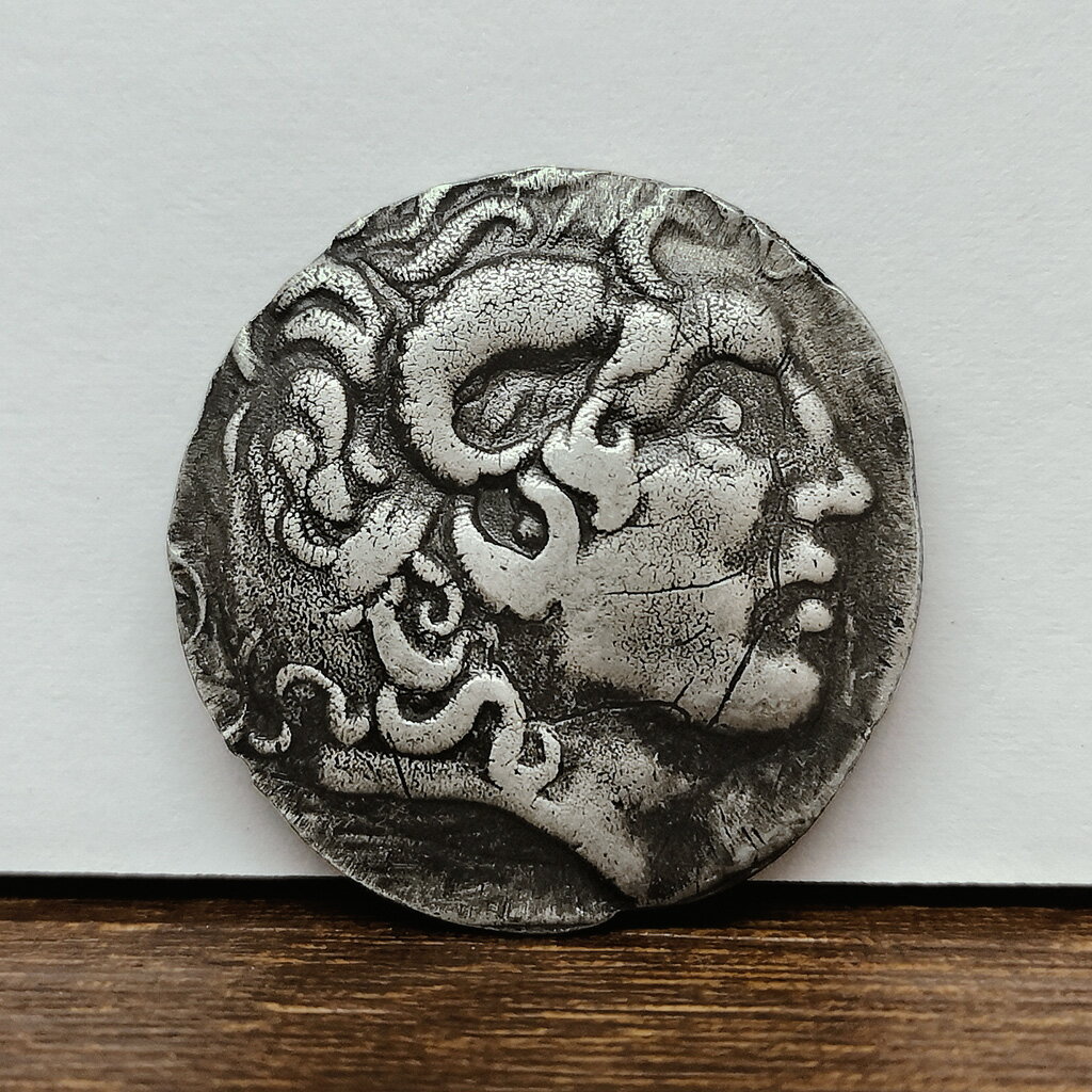 雙角之神亞歷山大大帝古希臘銀幣 經典神話荷馬史詩硬幣雕刻禮品